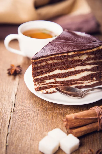Čaj s dortem — Stock fotografie