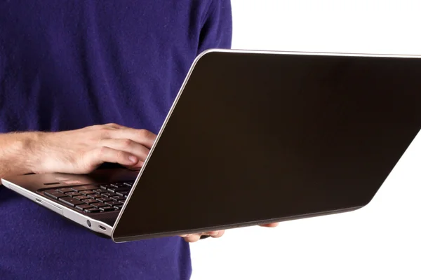 Laptop in hand — Stock Photo, Image