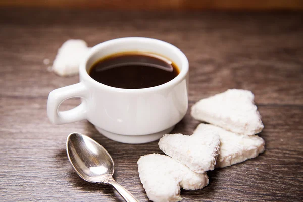 Káva s bílým soubory cookie — Stock fotografie