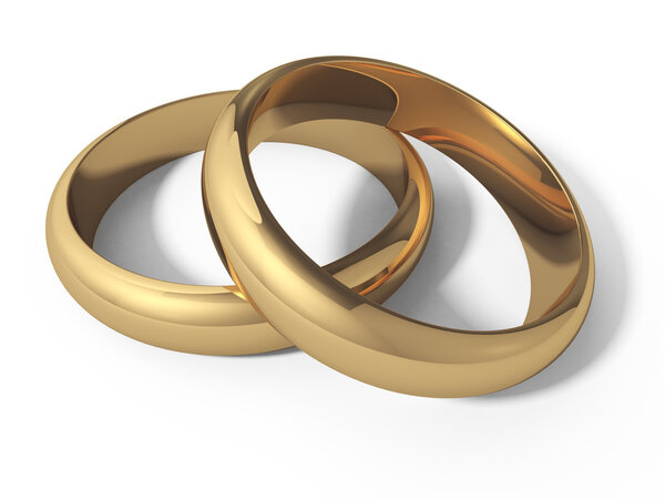 Wedding rings on a white background