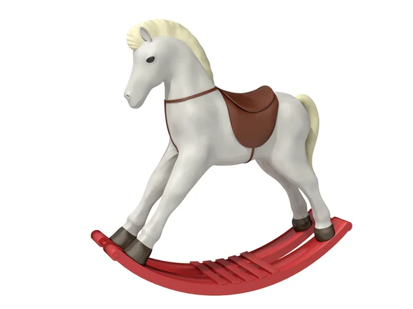 Dřevěný kůň na bílém pozadí — Stock fotografie