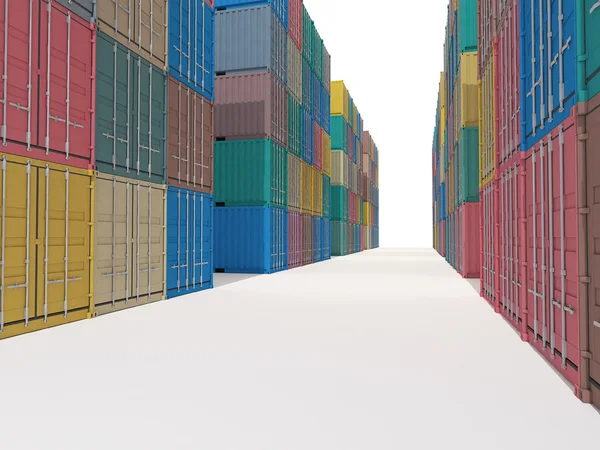 Container da carico su sfondo bianco — Foto Stock