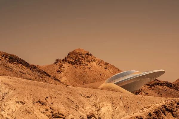 UFO crashed on Mars Stock Photo