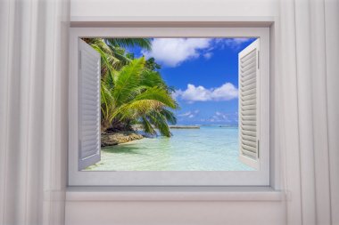 View from opened window clipart