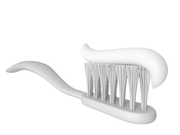 Cepillo de dientes y pasta de dientes en blanco — Foto de Stock