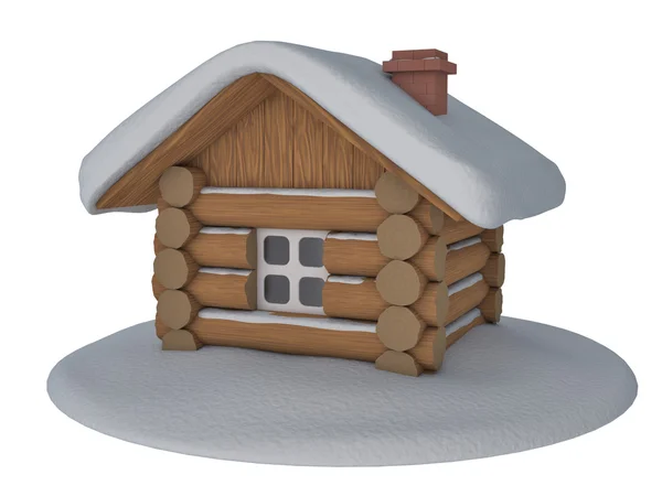 Hut with snow on white — Stock Photo, Image