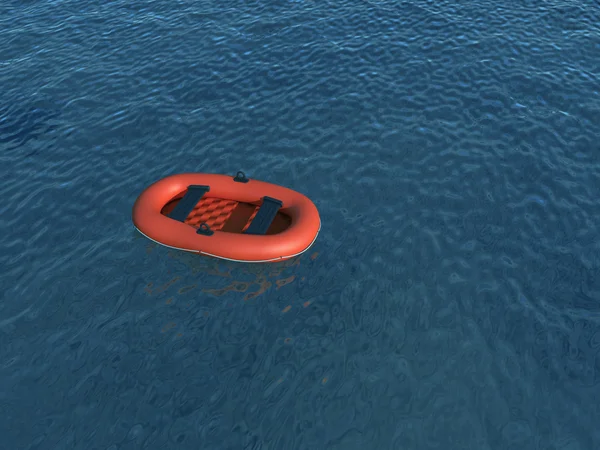 Felfújható gumi csónak a vízen — Stock Fotó