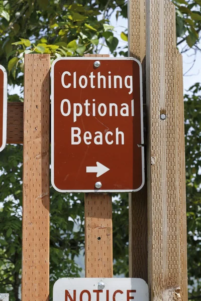 Clothing Optional Beach Sign Outside — Stock Photo, Image