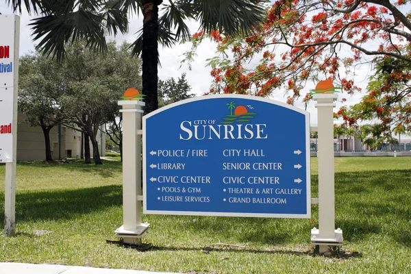 Stad van Sunrise Routebeschrijving naar Aanmeldingstoepassing van Services — Stockfoto