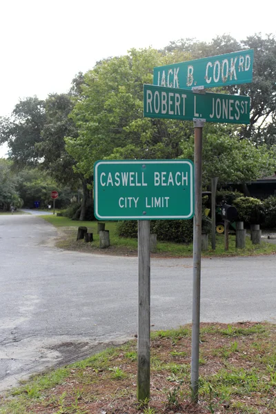 Caswell beach Ortseingangsschilder — Stockfoto