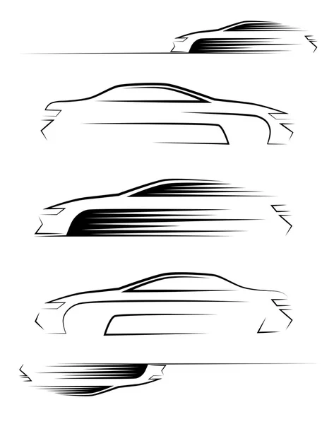 Набор автомобильных силуэтов. Вид сбоку . — стоковый вектор