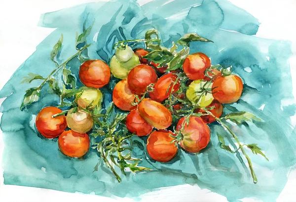 Watercolor tomatoes — Stock Photo, Image