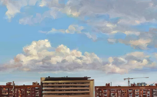 Maravillosas nubes sobre la ciudad — Foto de Stock