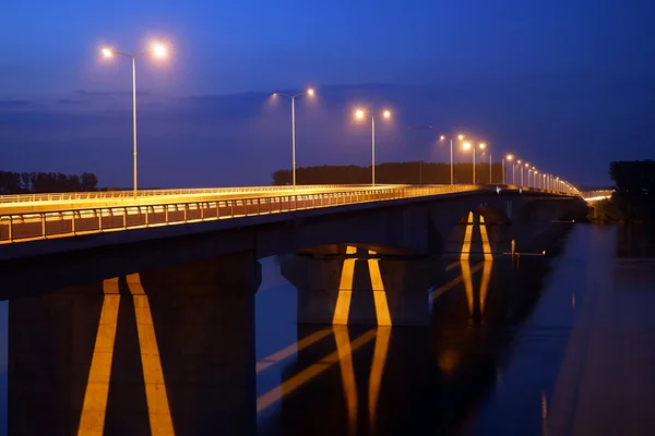 Night bridge in Serbia — Stock Photo, Image