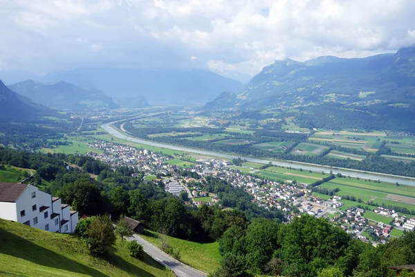 Vista del valle de Rein en Lichtenstein —  Fotos de Stock