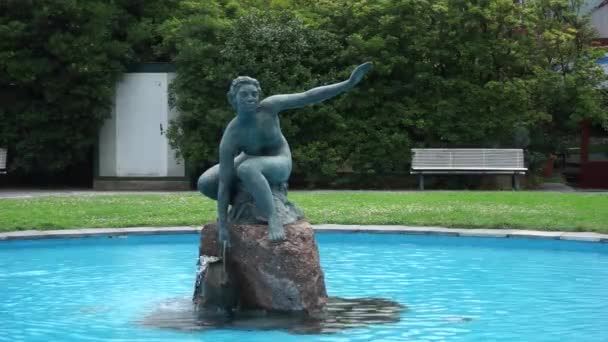 Skulptur in der Mitte des Brunnens — Stockvideo