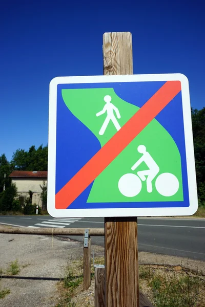 Road sign with walker and bicyclist, France — Stock Photo, Image