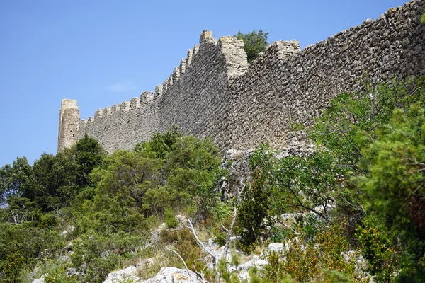 Duvarı yıkık kalede Montpeyroux yakın — Stok fotoğraf