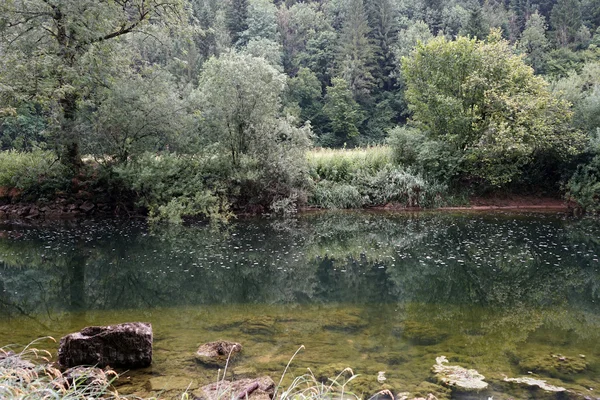 Nehir Doubs yansıması ile — Stok fotoğraf