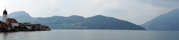 Beckenried y panorama del lago de Lucerna — Foto de Stock