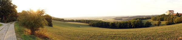 Panorama of farm fields near Schloss Kapfenburg