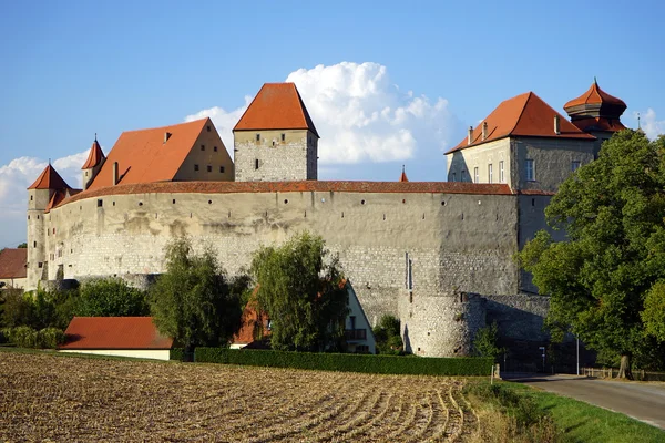 Schloss Harburg hrad a farma pole — Stock fotografie