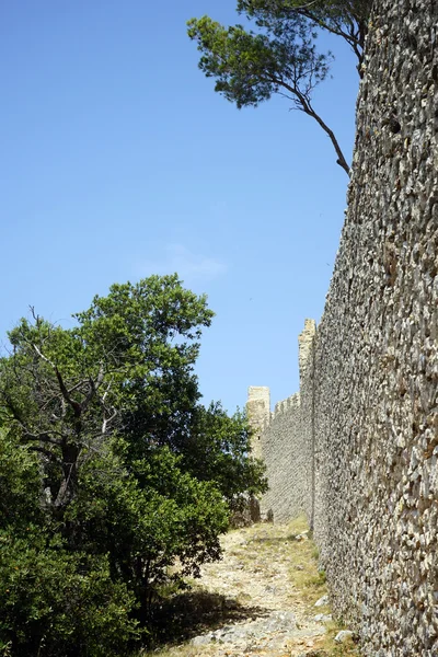 Parede de pedra do castelo arruinado — Fotografia de Stock