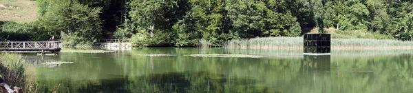 Panorama of pond in Switzerland — Stock Photo, Image