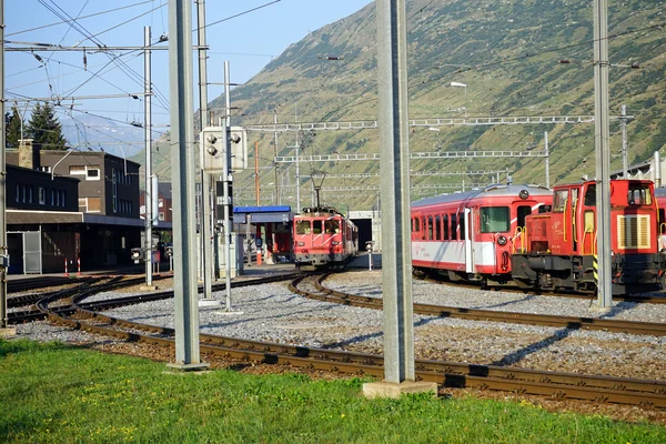 Železniční stanice v Andermattu — Stock fotografie