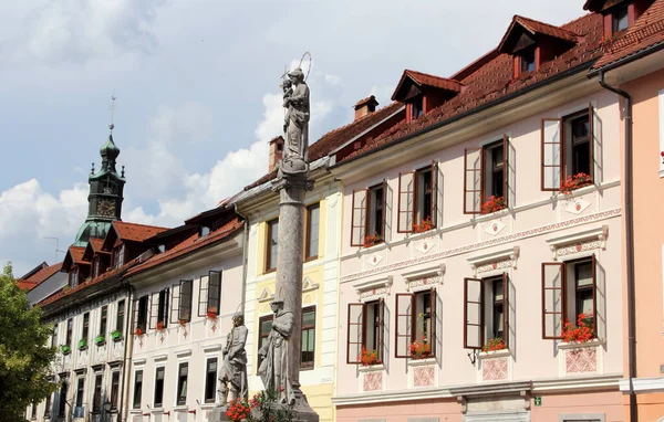 Historische Architektur Von Skofja Loka Dem Mittelalterlichen Dorf Slowenien Europa — Stockfoto