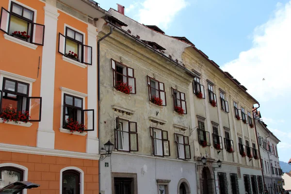 Arquitetura Histórica Skofja Loka Vila Medieval Eslovênia Europa — Fotografia de Stock