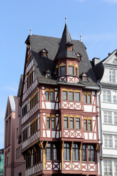 Architecture of Frankfurt on the Main, Hesse, Germany. This historical place is a major tourist attraction.