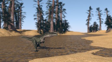Monolophosaurus avcılık çölde