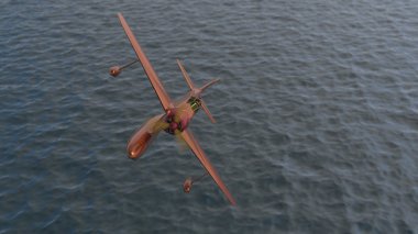 Okyanus üzerinde uçan deniz uçağı