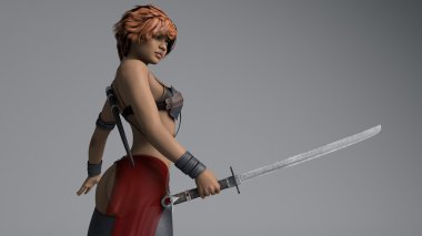 Melez savaşçı katana kılıcı tutan