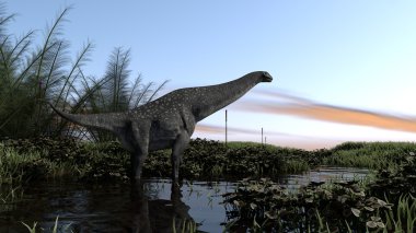 Titanosaurus bataklık sularda