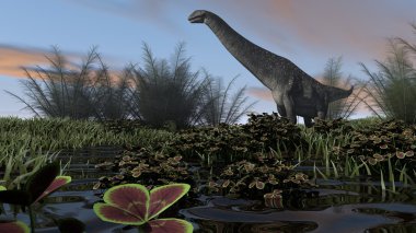 Titanosaurus bataklık sularda