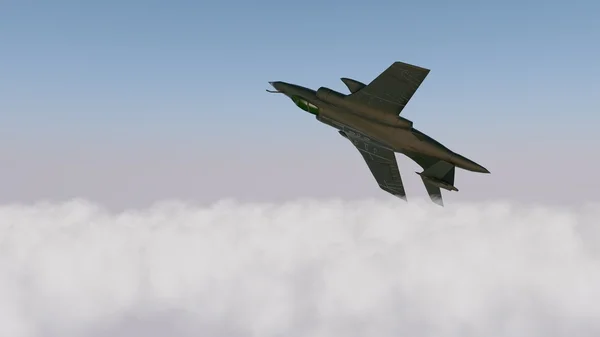 Bulutların üzerinde askeri uçak — Stok fotoğraf