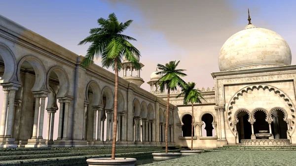 Arabský palác s palmami — Stock fotografie