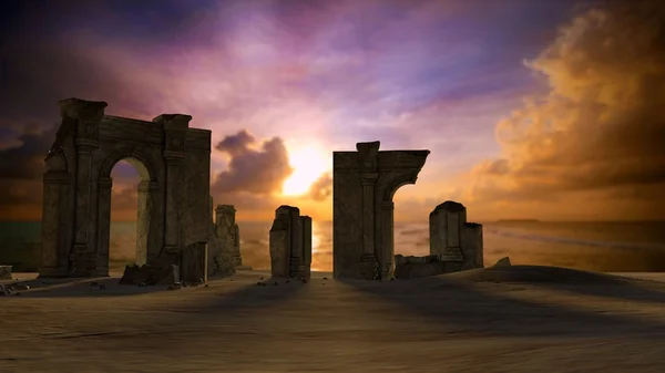 Ancient ruins in sunset — Stock Photo, Image