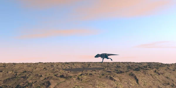 Běh tarbosaurus v západu slunce — Stock fotografie