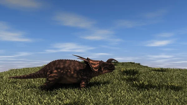 Einiosaurus 走在绿草 — 图库照片