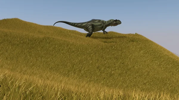 Yangchuanosaurus  walks in field — Stock Photo, Image