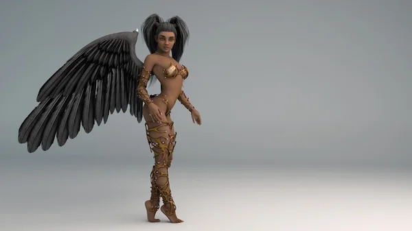 African woman as black angel — Stock Photo, Image