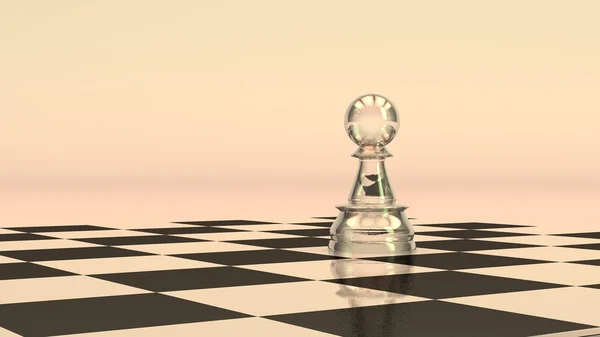 Glas pion op schaakbord — Stockfoto