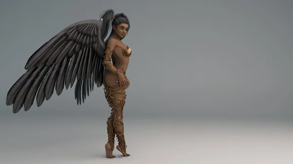 African woman as black angel — Stock Photo, Image