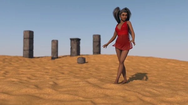 Mujer africana vestida en el desierto —  Fotos de Stock