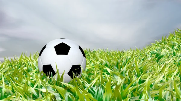 Pallone da calcio su campo verde — Foto Stock