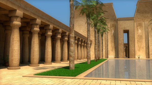 Египетский дворец с пальмами
