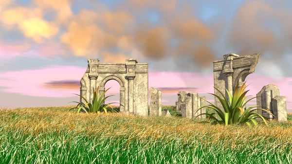 Ancient ruins in field — Stock Photo, Image